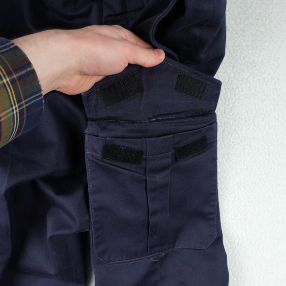 Vintage Cargo Pants Mens 38x30 Navy Blue Heavyweight Canvas Workwear Outdoor 80s - Picture 3 of 12